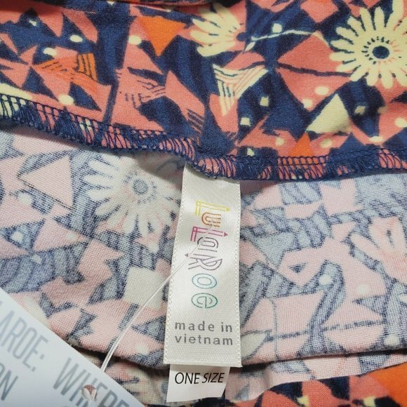 LuLaRoe Leggings Blue Pink Yellow Orange Floral One Size OS - Picture 4 of 11